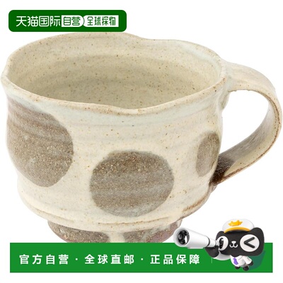 【日本直邮】丸井精工信乐烧七门马克杯 容量320毫升 球纹 白色 M