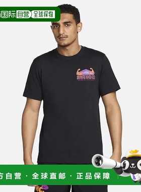 自营 Nike Dri-FIT男式T恤黑色图案印花健身翻领短袖SRT336-黑色