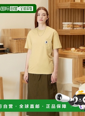 自营欧洲直邮Carhartt Wip 女士黄色棉短袖T恤长袖女款针织