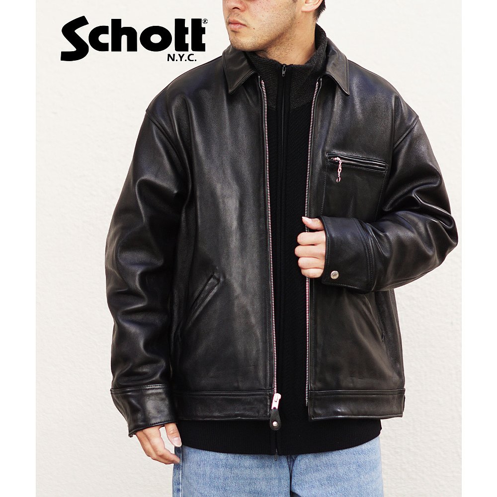 日本直邮Schott皮革卡车司机夹克TC工作夹克羊羔皮皮夹克外套