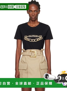 香港直邮Balmain 巴尔曼 女士 黑色 Short-Sleeved Chain Print T
