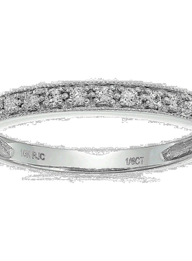 自营vir jewels1/6 克拉女士钻石婚戒，10K 白金锯状滚边小钻石婚