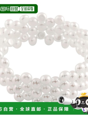 自营 splendid pearls三排白色 7-8 毫米淡水珍珠线圈手链 - 白色