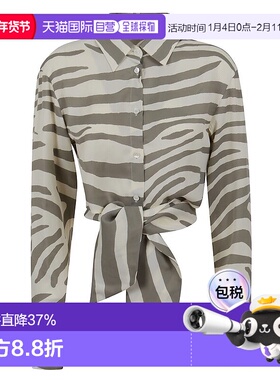 1h可退 香港直邮Balmain 巴尔曼 女士 斑马印花衬衫 AF1HU105VC81