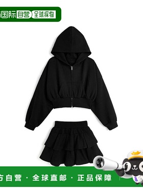 日本直邮日潮 GRL 双拉链帽衫×荷叶边迷你裙卫衣套装pm753a上衣
