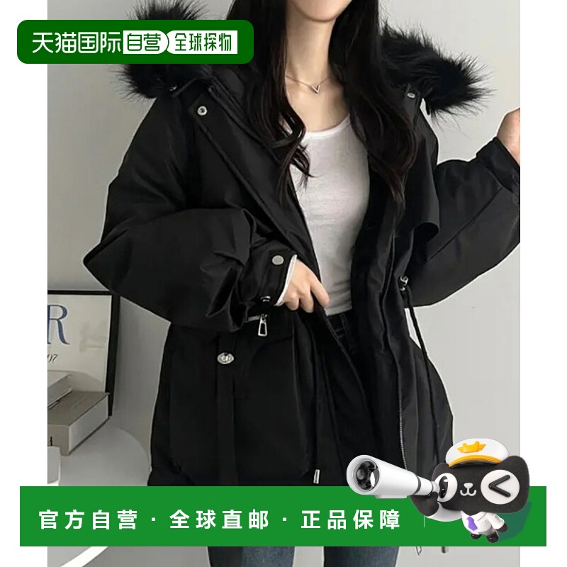 1h可退 日本直邮SEU 女装 加厚中棉外套 宽松可拆毛领 修身显瘦设