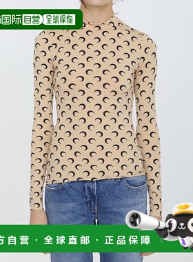 1h可退 香港直邮潮奢 Marine Serre 女士 印花高领T恤 WTS005ACJE