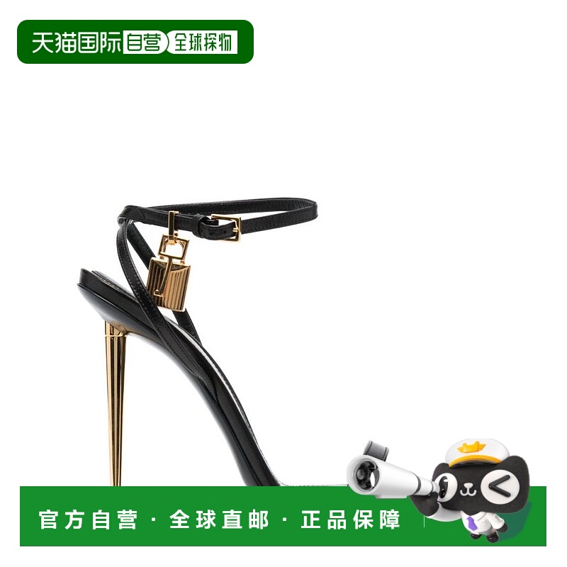 香港直邮Tom Ford 汤姆 福特 女士 Padlock 黑色金属鞋跟皮质凉鞋