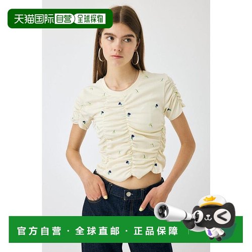 日本直邮MOUSSY FLORAL RANDOM 褶皱T恤 [MO1164EW036462]上衣