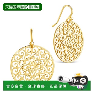 sterling forever圆形花丝吊坠耳环-玫瑰金-金 【美国奥莱】直发