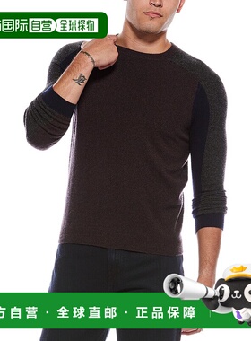 自营autumn cashmere秋季羊绒拼色圆领毛衣-红色 美国奥莱直发