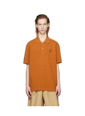 香港直邮MAISON KITSUNE 男士 橙色 Bold Fox Head Patch Polo 衫