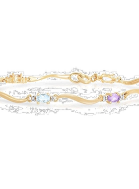 自营 genevive纯银配 3 毫米彩色方晶锆石网球手链 - 白色 美国奥