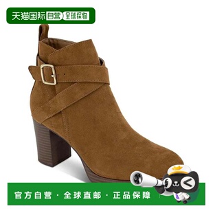 自营Style & Co. Boots Women's Brown Faux Suede Block Heel An