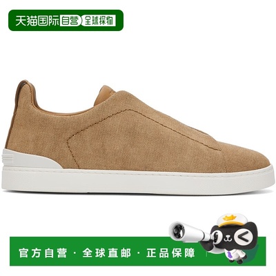 1h可退 香港直邮Zegna 杰尼亚 男士 黄褐色 Triple Stitch 运动鞋