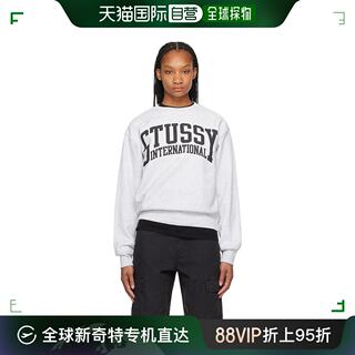 香港直邮潮奢 Stussy 斯图西 女士 灰色丝网印花套头衫 1915003