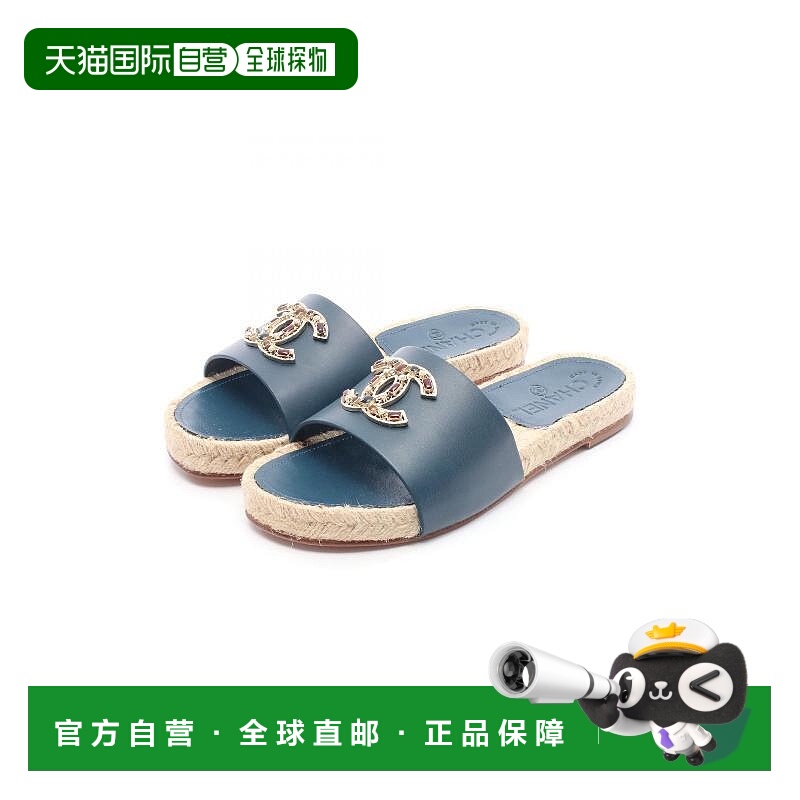 日本直邮中古Chanel香奈儿女S级99新sandals凉鞋牛皮鞋蓝色