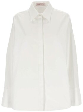 VALENTINO 女士衬衫 3B0AB5F55DN001 SS2024 黑色 露背长袖衬衫