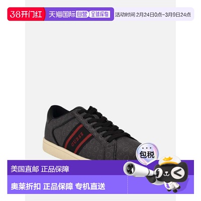 自营guessLocey Striped Low-Top Sneakers - black 美国奥莱直发