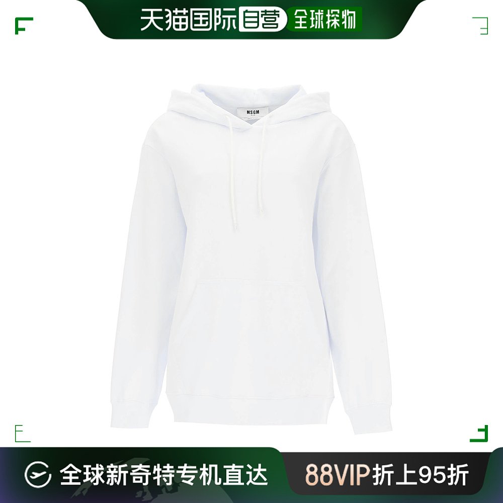 香港直邮MSGM 女士白色棉质帽子带徽标印花卫衣 3041MDM68-217299