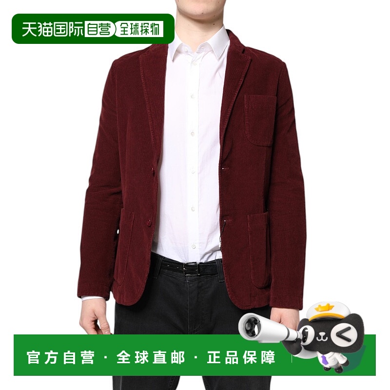 自营 GF Ferre Corduroy Regular Fit男式外套夹克-栗色 美国奥莱