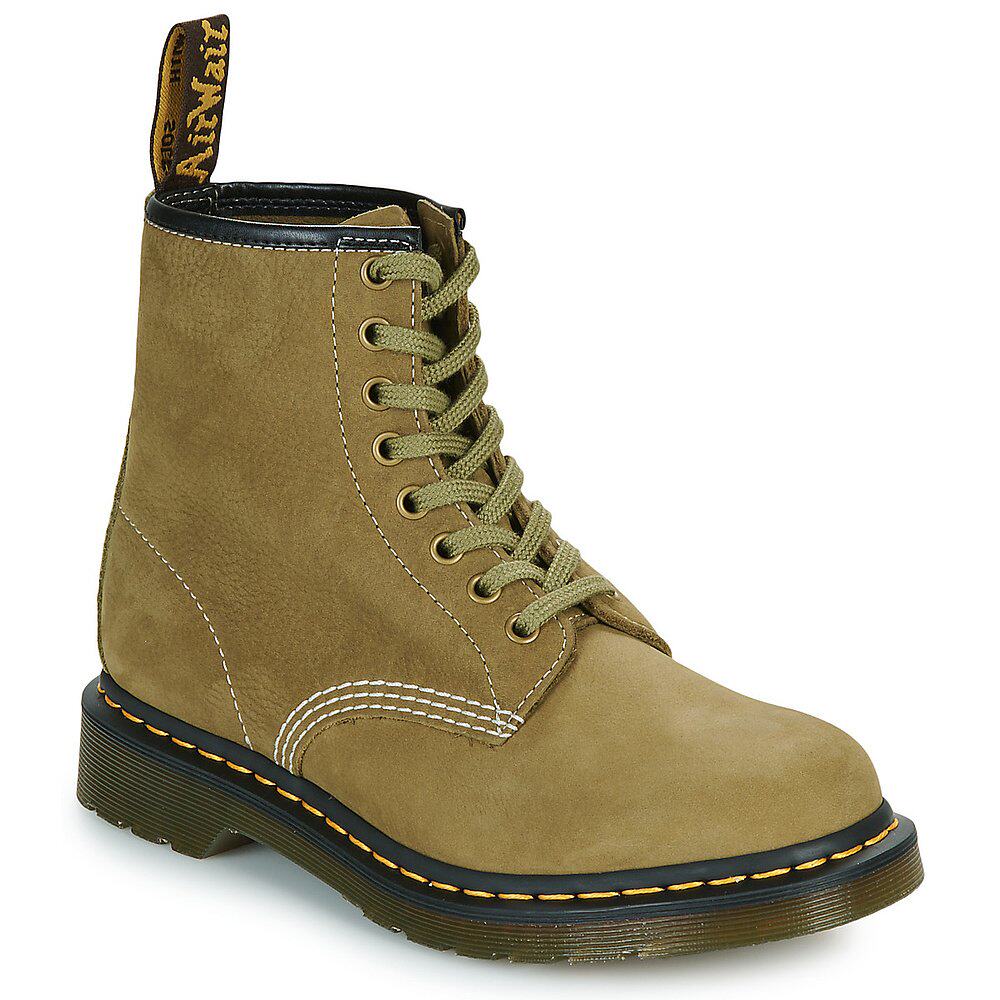 欧洲直邮dr. martens 女士卡其色皮革8孔复古时尚baida休闲马丁靴