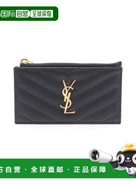 日本直邮中古YSL圣罗兰女S级99新card case卡包牛皮零钱包黑色正