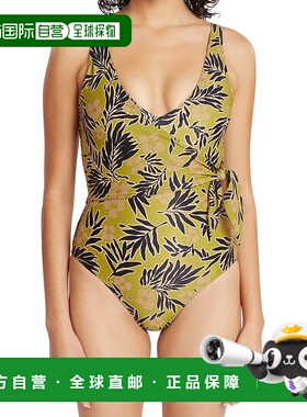 自营Tanya Taylor Kelly 裹身式连体泳衣 - 绿色 美国奥莱直发