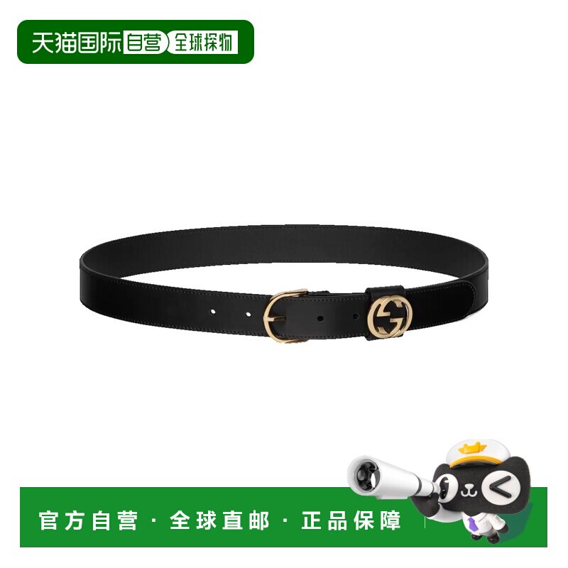1h可退香港直邮Gucci 古驰 女士 W30 黑色皮革腰带皮带 874719AAG图片