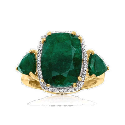 自营 ross-simons 罗斯-西蒙斯翡翠和 . 18kt 纯金钻石戒指 绿色