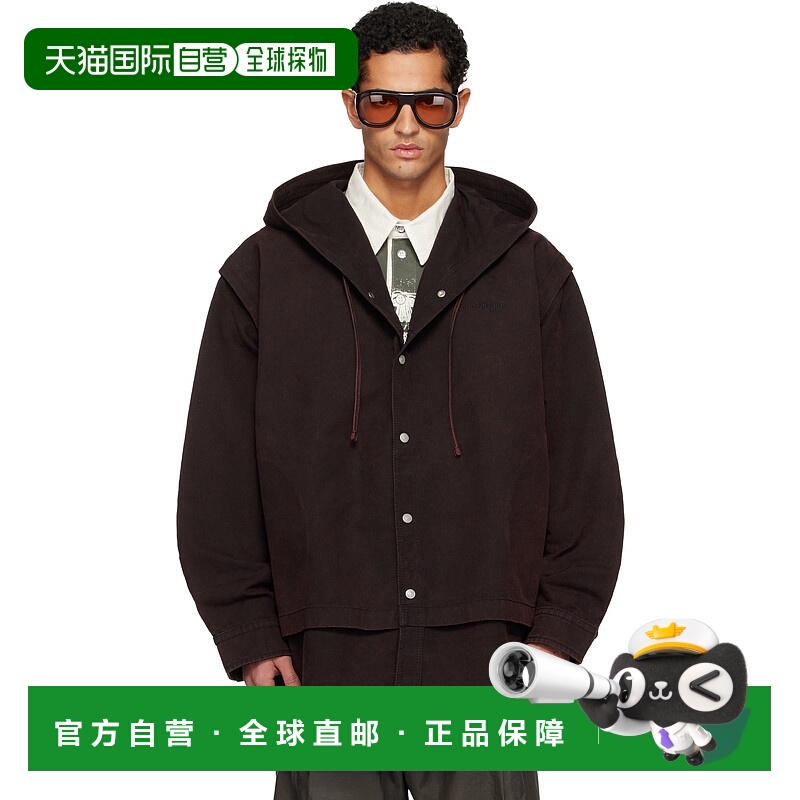 香港直邮Acne Studios 艾克妮 男士 酒红色叠层连帽夹克 B90860