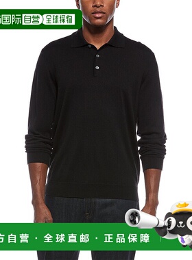 自营 J.McLaughlin Savona羊毛与丝绸混纺Polo衫-黑色 美国奥莱直