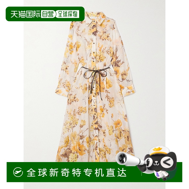 香港直邮潮奢 ZIMMERMANN 女士 中长连衣裙 1305DSS242衬衫裙印花