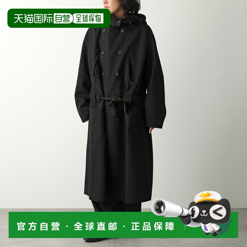 日本直邮Y-3 粘合麦尔登呢大衣 JX4822 男士混纺连帽长大衣带原始