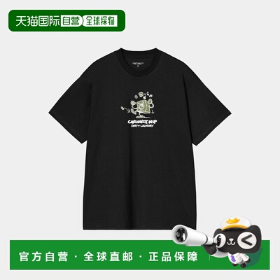 自营欧洲直邮Carhartt WIP Dirty Laundry男士黑色棉质印花短袖T