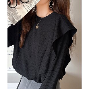 Classical Elf 女士时尚荷叶肩提花上衣 ce1010347