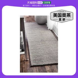 nuLOOM Hand Woven Chunky Woolen Cable Area Rug - light gray