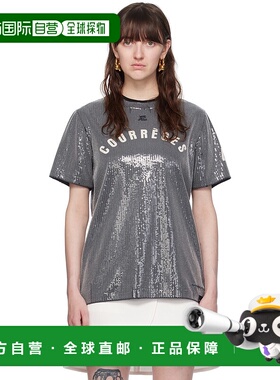 1h可退 香港直邮潮奢 Courreges 女士 灰色亮片 T 恤 124JTS008JS