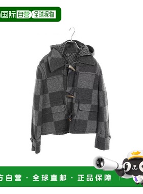 日本直邮中古LV路易威登男A级95新duffle coat粗呢大衣羊毛外套灰