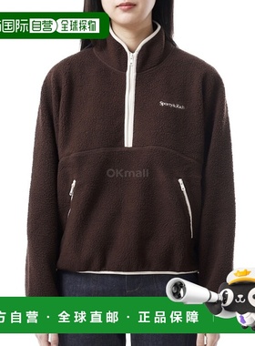 韩国直邮Sporty&Rich Serif Logo Sherpa 四分之一拉链 - 巧克力/