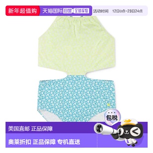 自营Girls Hurley One Piece Swimsuit Green Blue Floral Halter