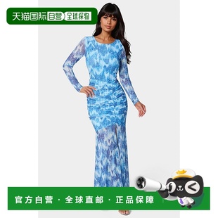 Ruched Long Sleeve 自营Bebe Dress Maxi softtapestr Women