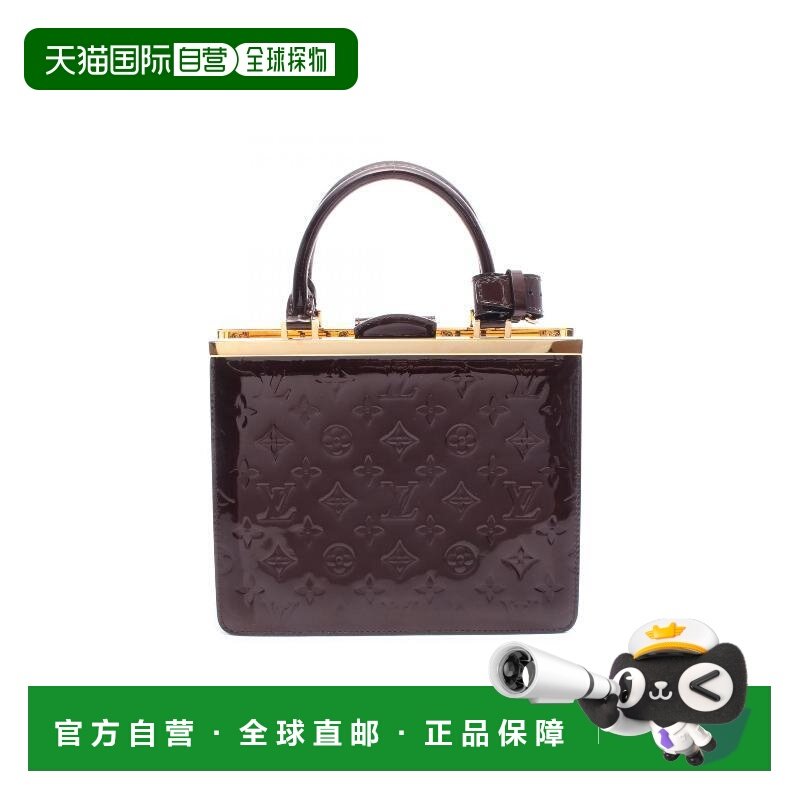 日本直邮中古LV路易威登女包A级95新Handbag手包漆皮手提包红色