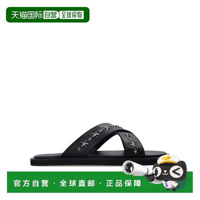 自营Jimmy Choo Calfskin Flat Men's Sandals - black 美国奥莱