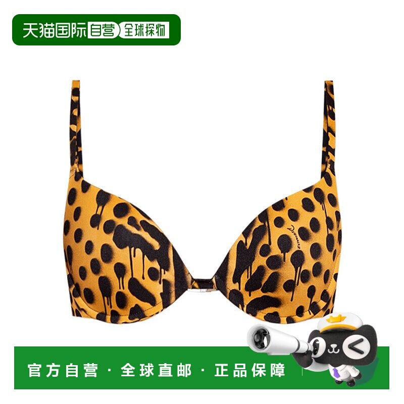 香港直邮DSQUARED2 女士泳装 D6BX33200260 SS2022 黑色 豹纹比基