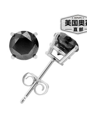 自营 vir jewels黑色钻石耳钉 .925 纯银圆形带铑后扣 - 银 美国