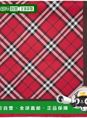 1h可退 香港直邮潮奢 Burberry 巴宝莉 女士 红色 Check Silk 方