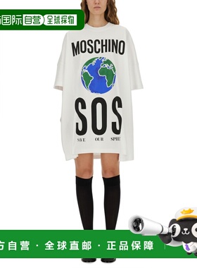 1h可退 香港直邮Moschino 莫斯奇诺 女士 棉质棉毛布连衣裙 04395