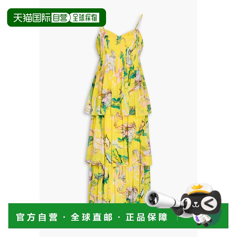 1h可退 香港直邮FARM RIO 女士 细褶印花乔其纱长款连衣裙 331944