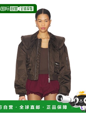 香港直邮GANNI 甘尼 女士 丝硬缎尼龙短夹克 A1010